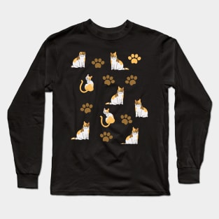 Cat Print - Cat Paw Pattern Long Sleeve T-Shirt